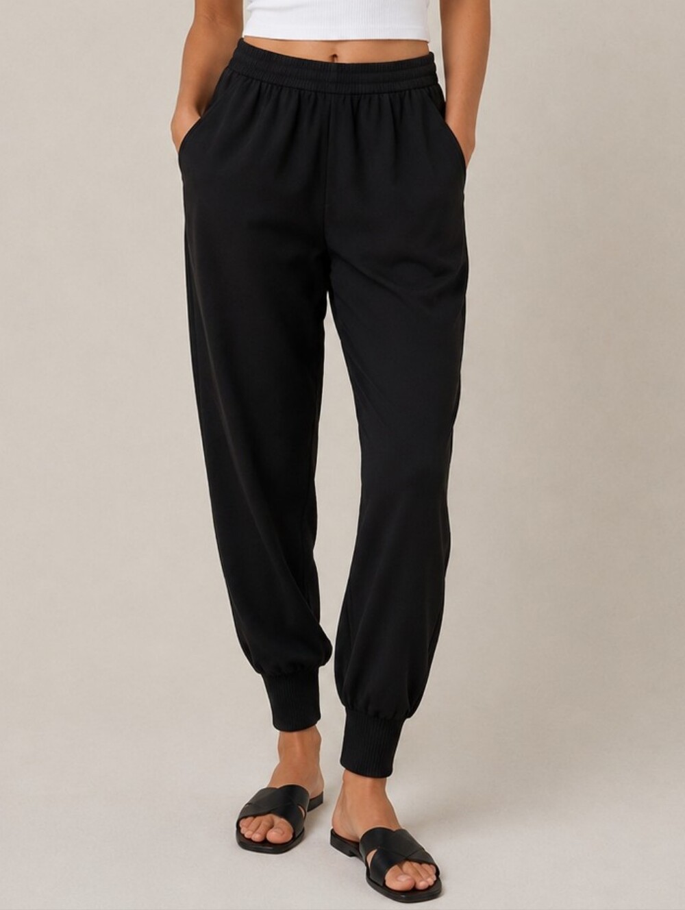 Joie Mariner Black Crepe Pull-On Jogger Pants Women Size Small Casual Streetwear